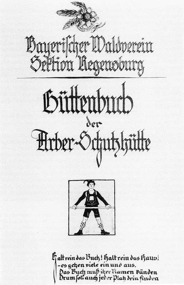 Hüttenbuch der Arberschutzhütte 1923